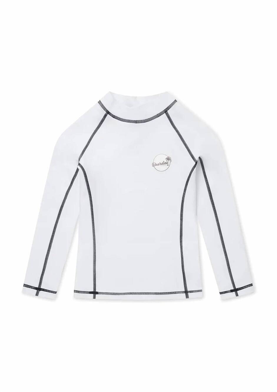 NEW BOARDIES APPAREL kid's long-sleeve quick dry rash guard in white